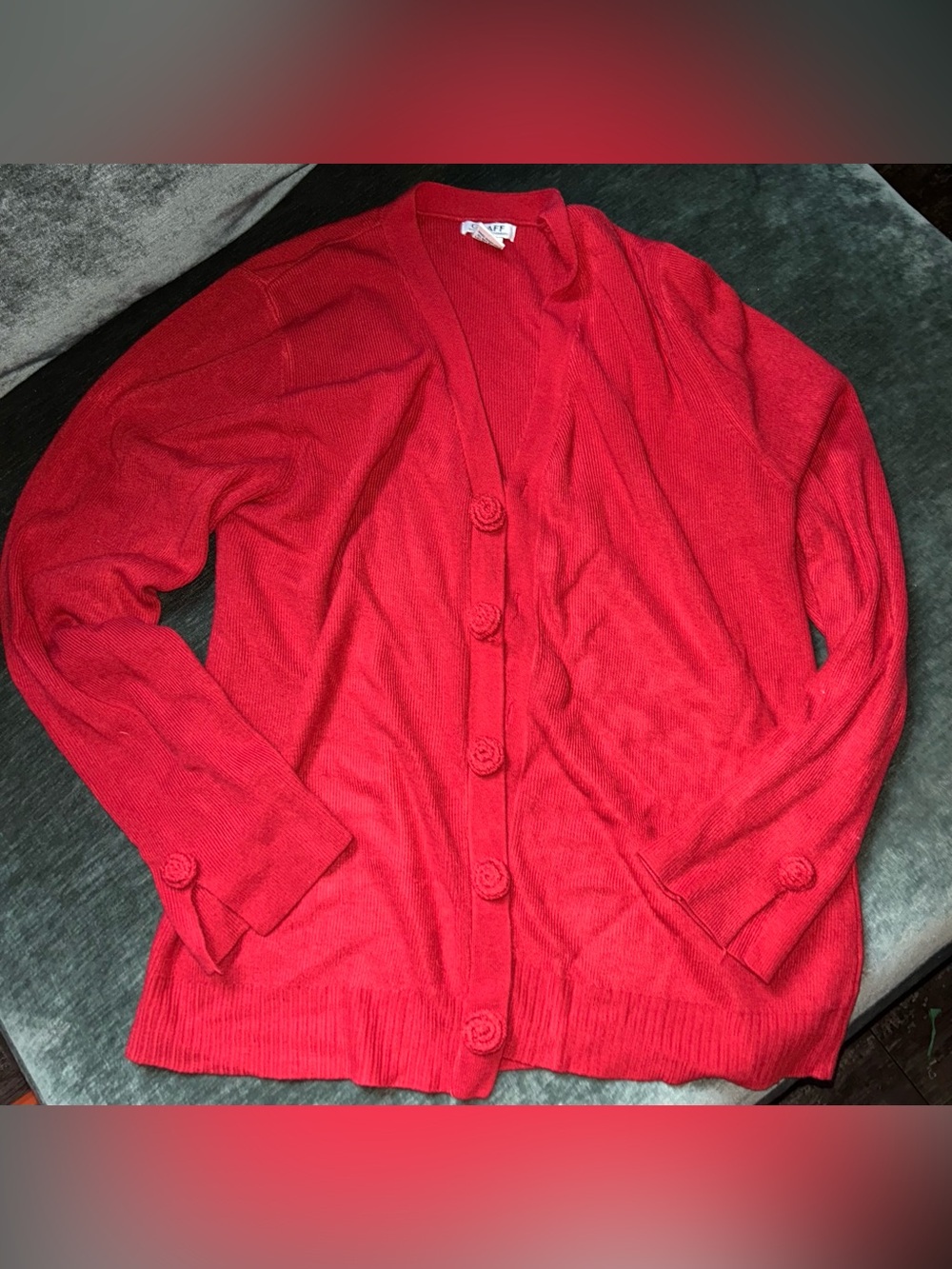 Red Women's Button-Front Cardigan Sweater